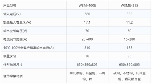 威廉希尔中文官网氩弧焊机WSM-400E WSME-315技术参数